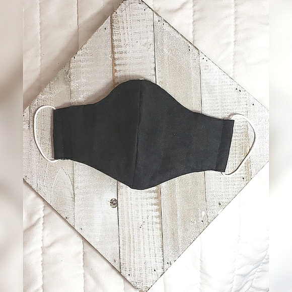 Black White Plaid Face Mask Reversible Triple Layer Filter - Picture 3 of 3